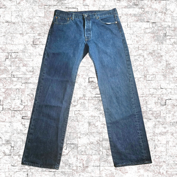 Levi's Men’s 501 Button Fly Blue Jeans, Size 34x30 - Picture 1 of 7